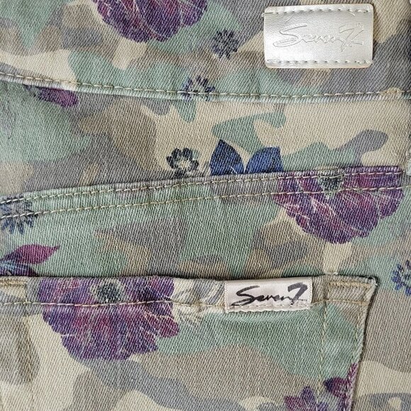 Seven7 Camo Ankle Skinny Jeans Size 8 Floral Mid Rise Green 30X27 Stretch - Picture 6 of 12